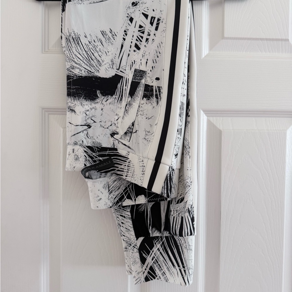 Norma Kamali Black and White Abstract Joggers